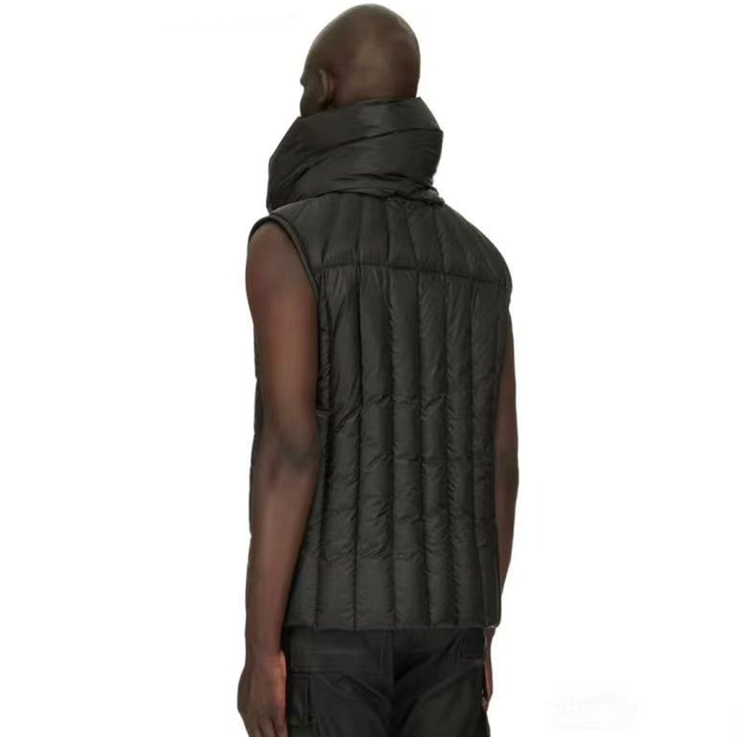 Rick Owens Men's And Women's Fall And Winter Quilted Design Down Jacket Bib Undershirt Jacket Zipper Black Trend Vest Jacket Ngvp #2612