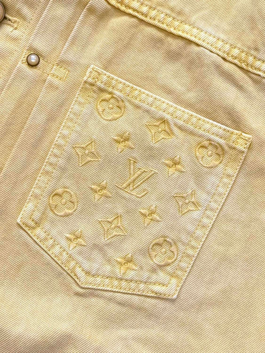 Louis Vuitton TYPE II Men's Spring/Autumn Solid Colour Embroidered Letter Print Pocket Single-Breasted Long-Sleeved Denim Jacket and Casual Denim Trousers Pants Set Suit #77715