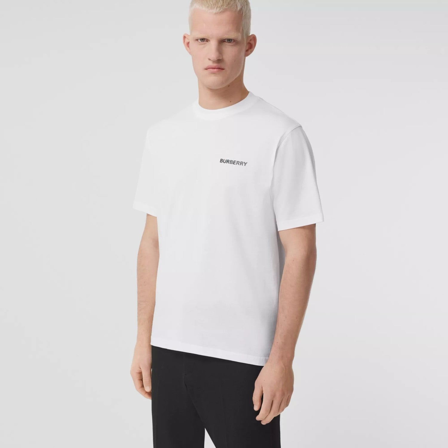Burberry Men's Spring/Summer Solid Color Logo Cotton Loose Straight Short Sleeve T-Shirt #76327