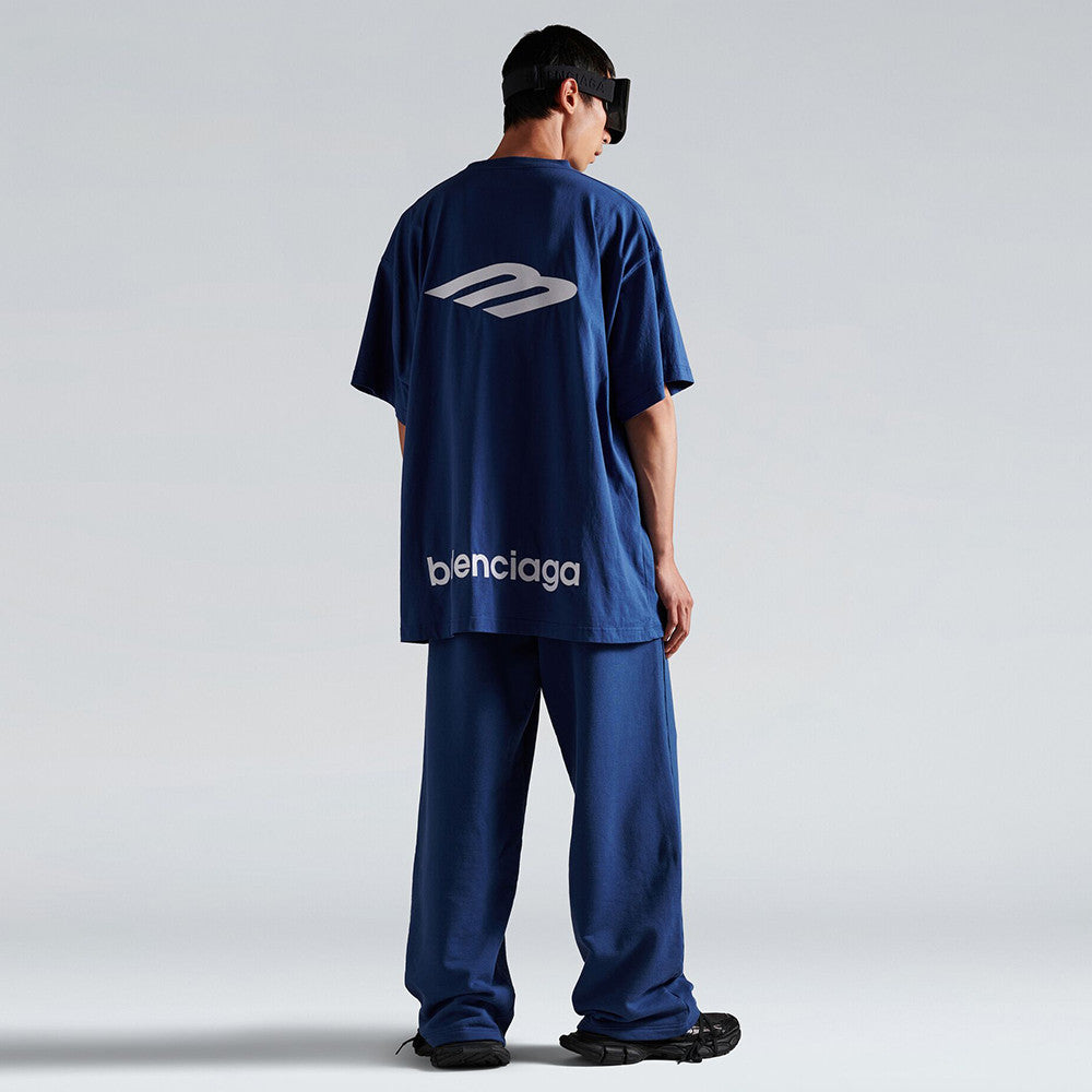 Balenciaga 3b Sports Icon Oversized T-shirt Light Marine Blue White #335833