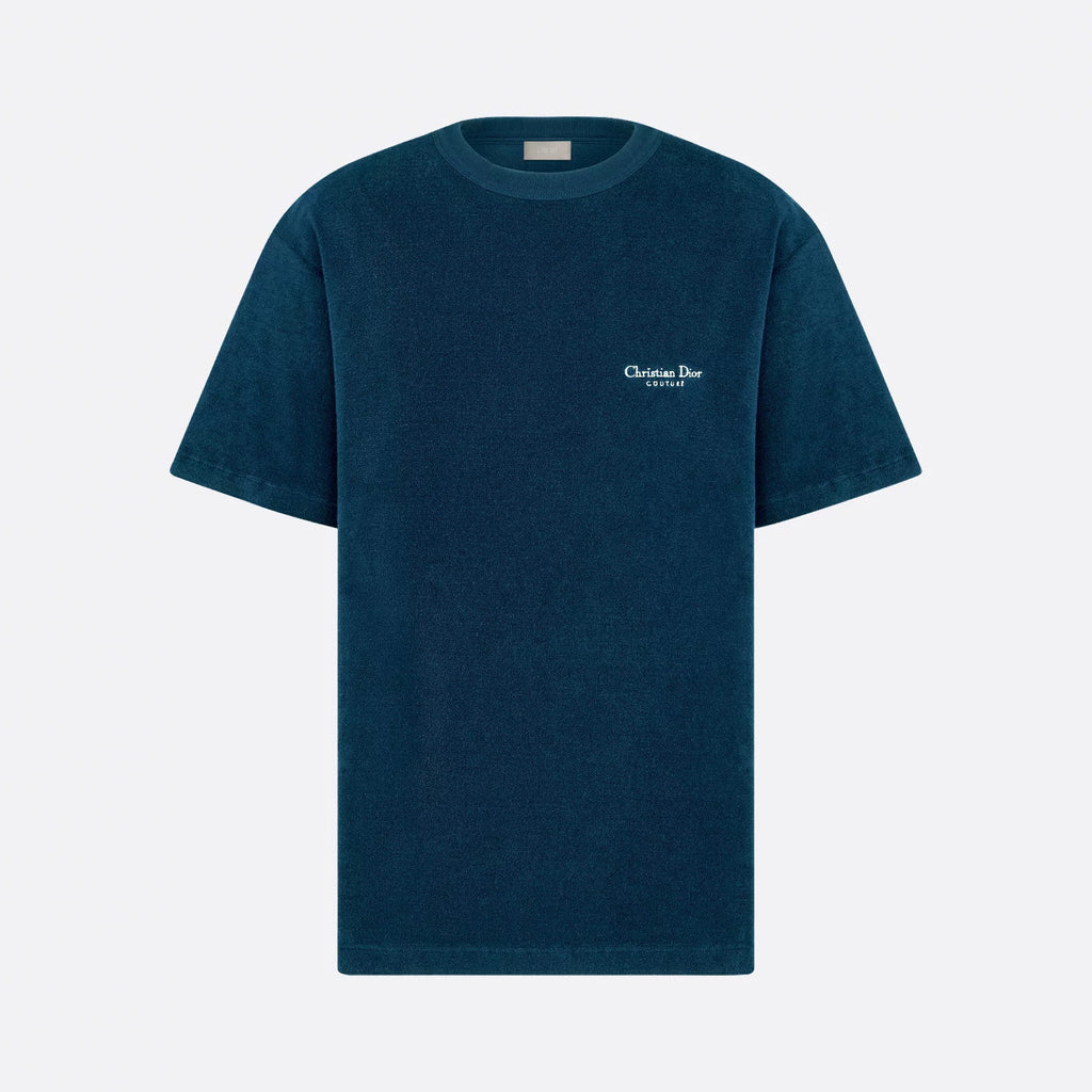 Dior Men's Summer Solid Color Embroidered Letter Print Cotton Terry Short Sleeve T-Shirt #77482