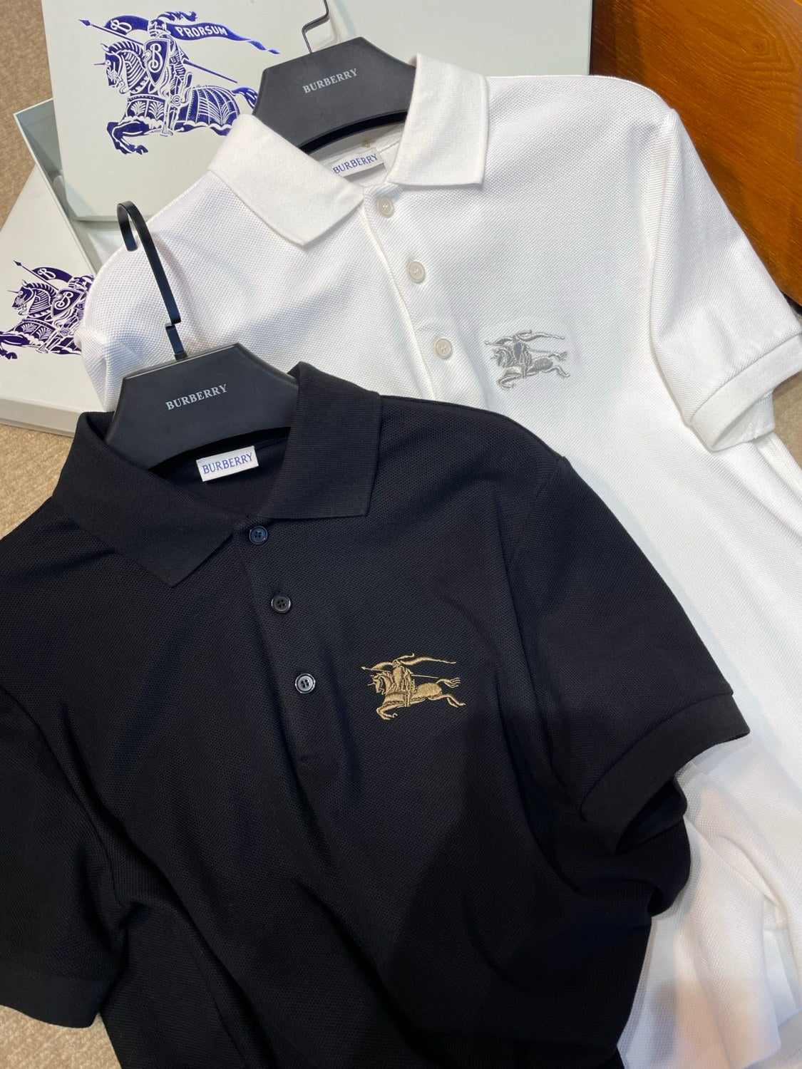 Burberry Metallic EKD Cotton Polo Shirt in Black #377794