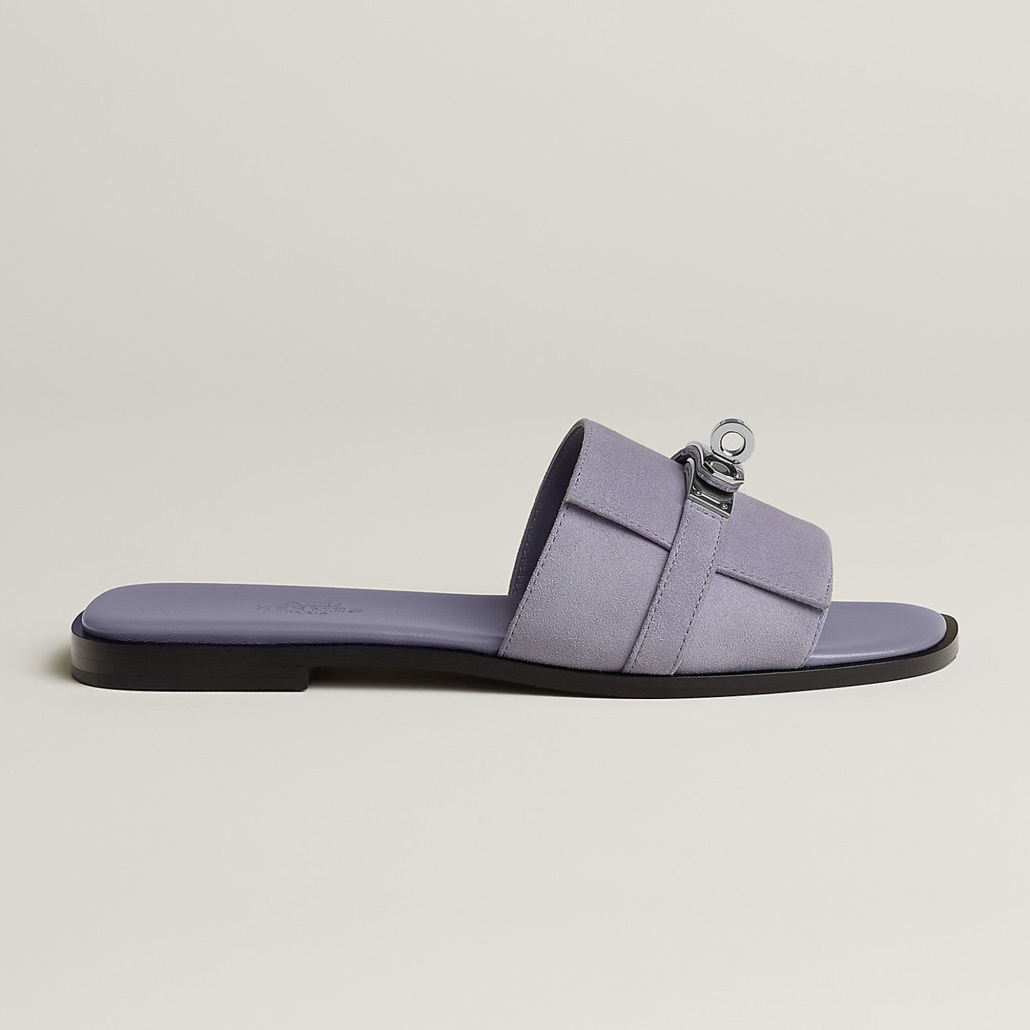 Hermes Giulia Women's Summer Solid Color Metal Buckle Round Toe Suede Leather Sandals Slippers Shoes #77667