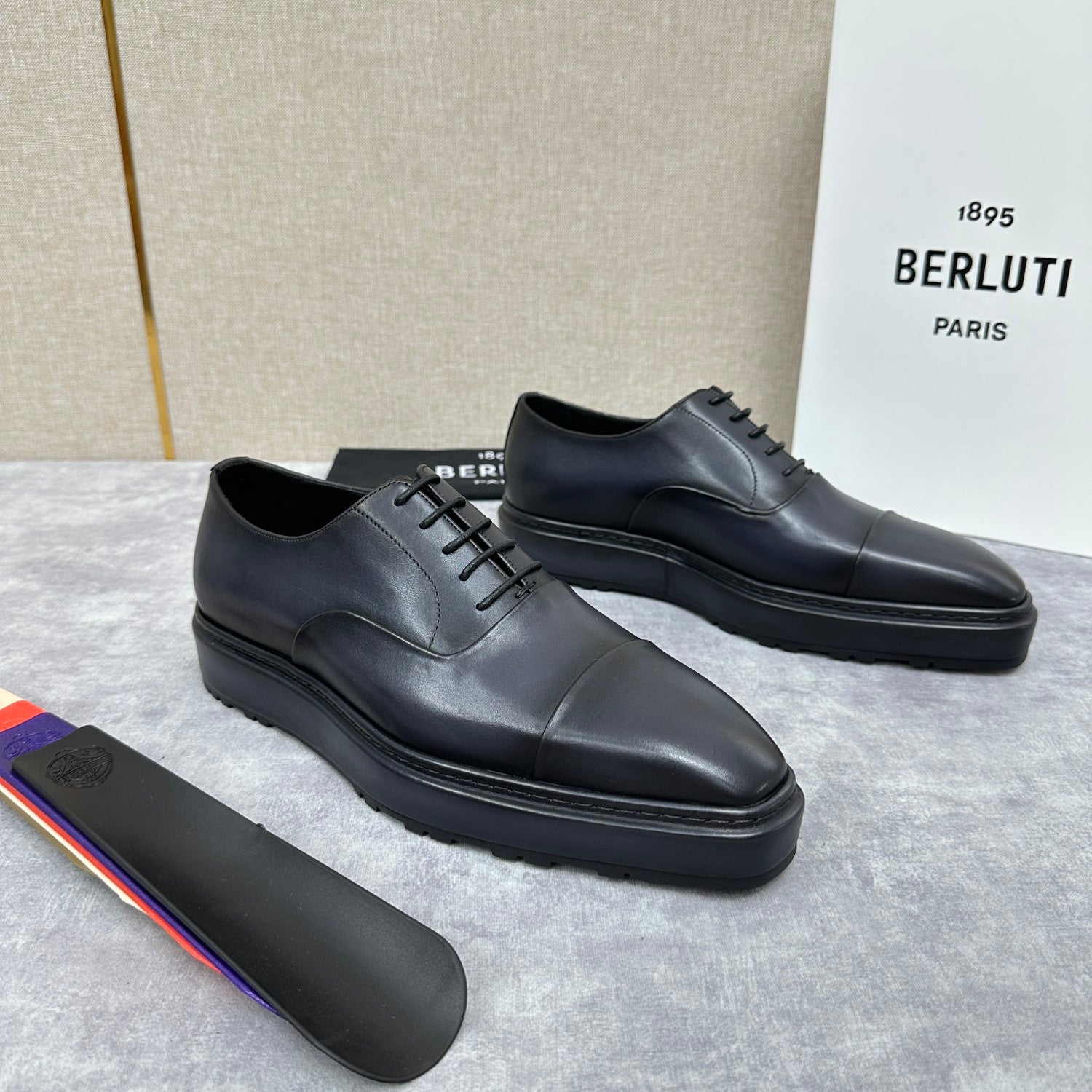 Berluti Alessandro Altof Men's Fall/Winter Fashion Classic Round Toe Slip On Lace Up Handcrafted Vintage Leather Oxford Shoes #79112