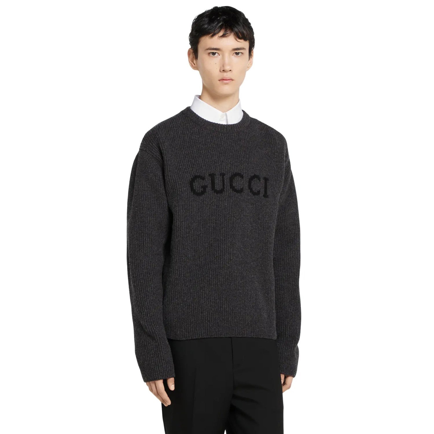 Gucci Men's And Women's Fall/winter Fashion Casual Solid Color Crew Neck Pullover With Letter Logo In Cashmere Sweater #79161