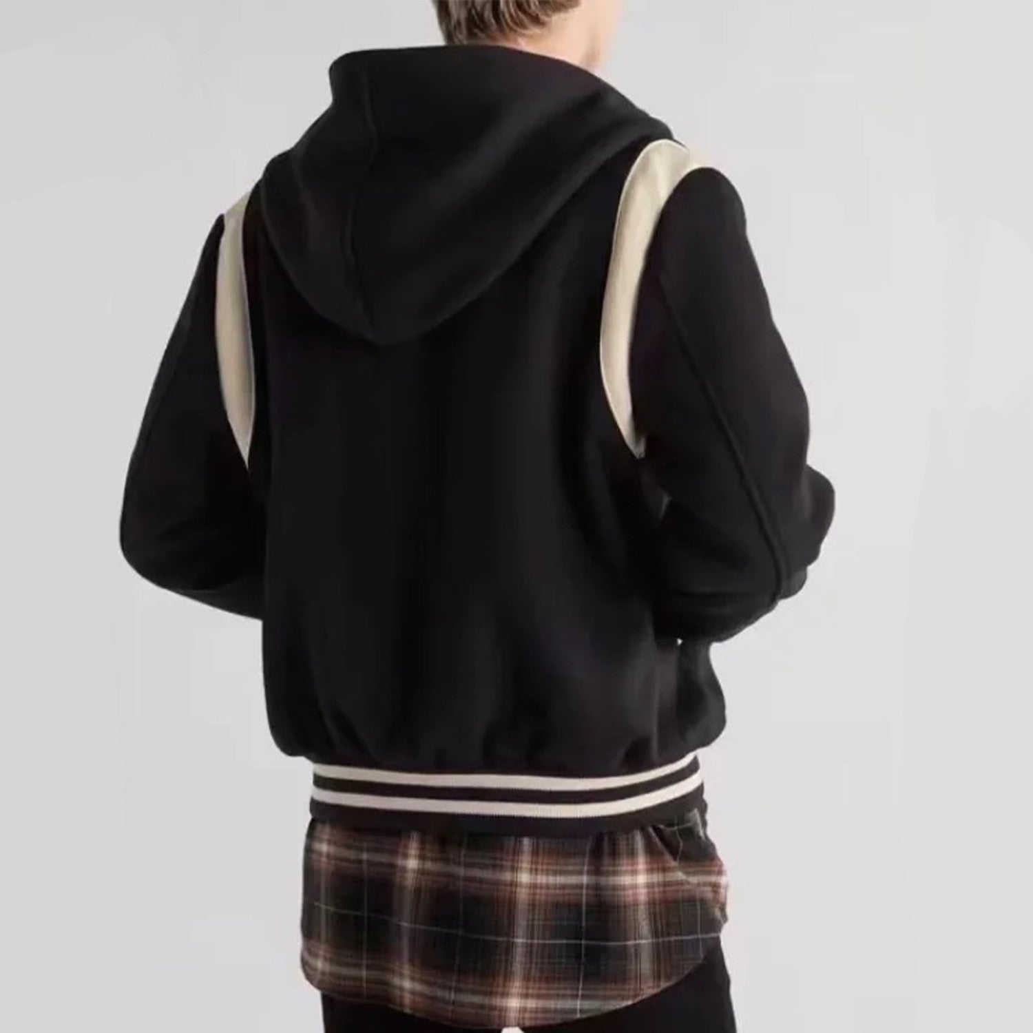 Celine Men's Spring And Autumn Colour Blocking Casual Single-breasted Jacket Logo Wool Blend Hooded Baseball Coat Jacket #71844