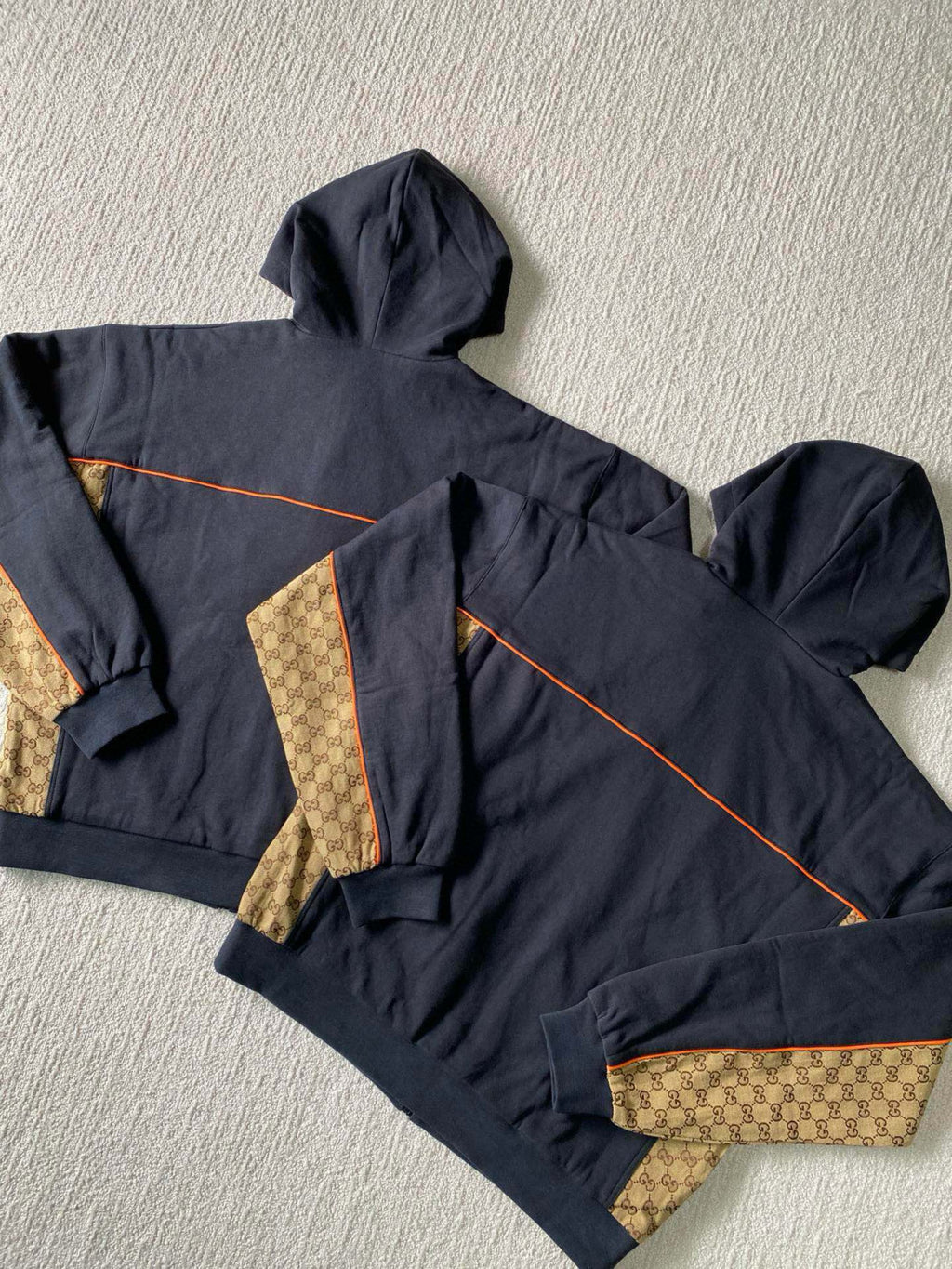 Gucci Men's Spring and Autumn Patchwork Logo Jacquard Zipper Hooded Long Sleeve Jacket Lace-Up Casual Shorts Pants Suit Set #98839