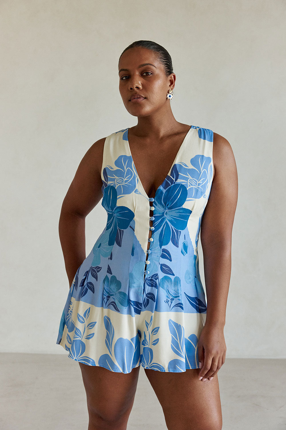 Jade Playsuit - Azure Bloom