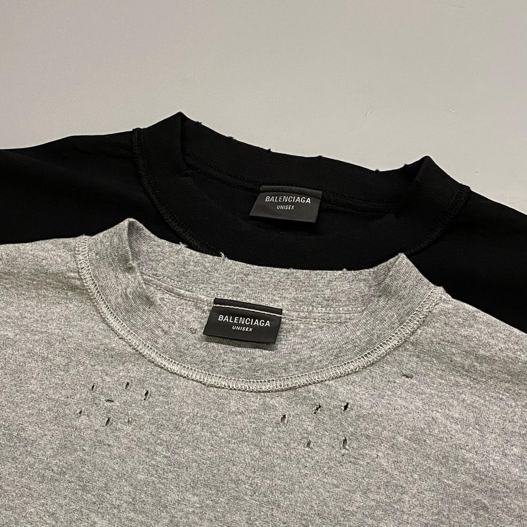 Balenciaga Men's Summer Do-Over Letter Printed Plain Knit Cotton Round Neck Short Sleeve T-Shirt #98971