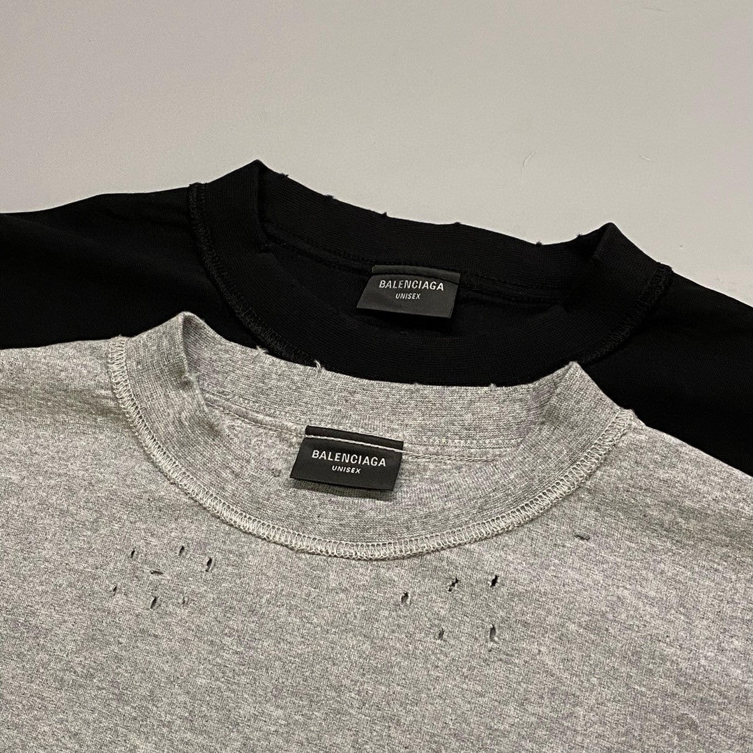 Balenciaga Men's Summer Do-Over Letter Printed Plain Knit Cotton Round Neck Short Sleeve T-Shirt #98971