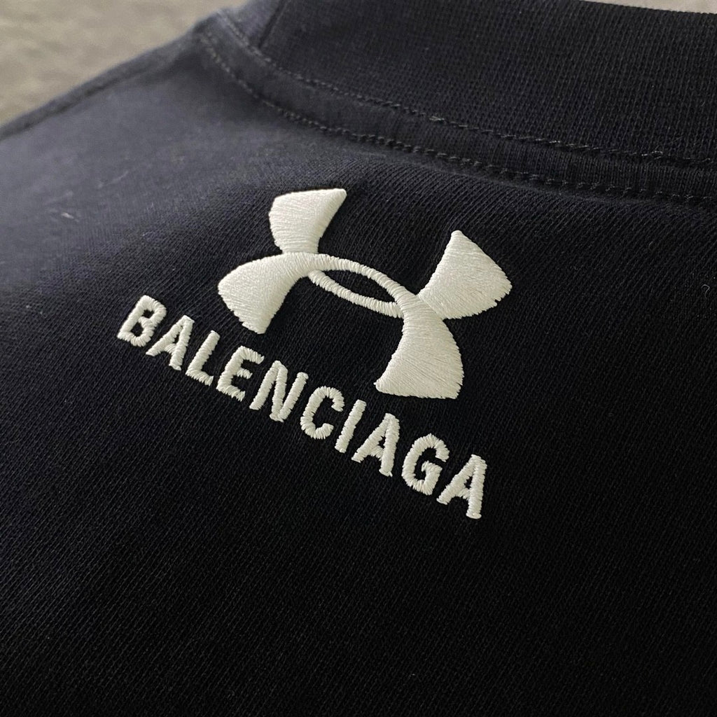 Balenciaga Men's And Women's Summer Solid Color Logo Pattern Round Neck Cotton Short Sleeve T-shirt #74684