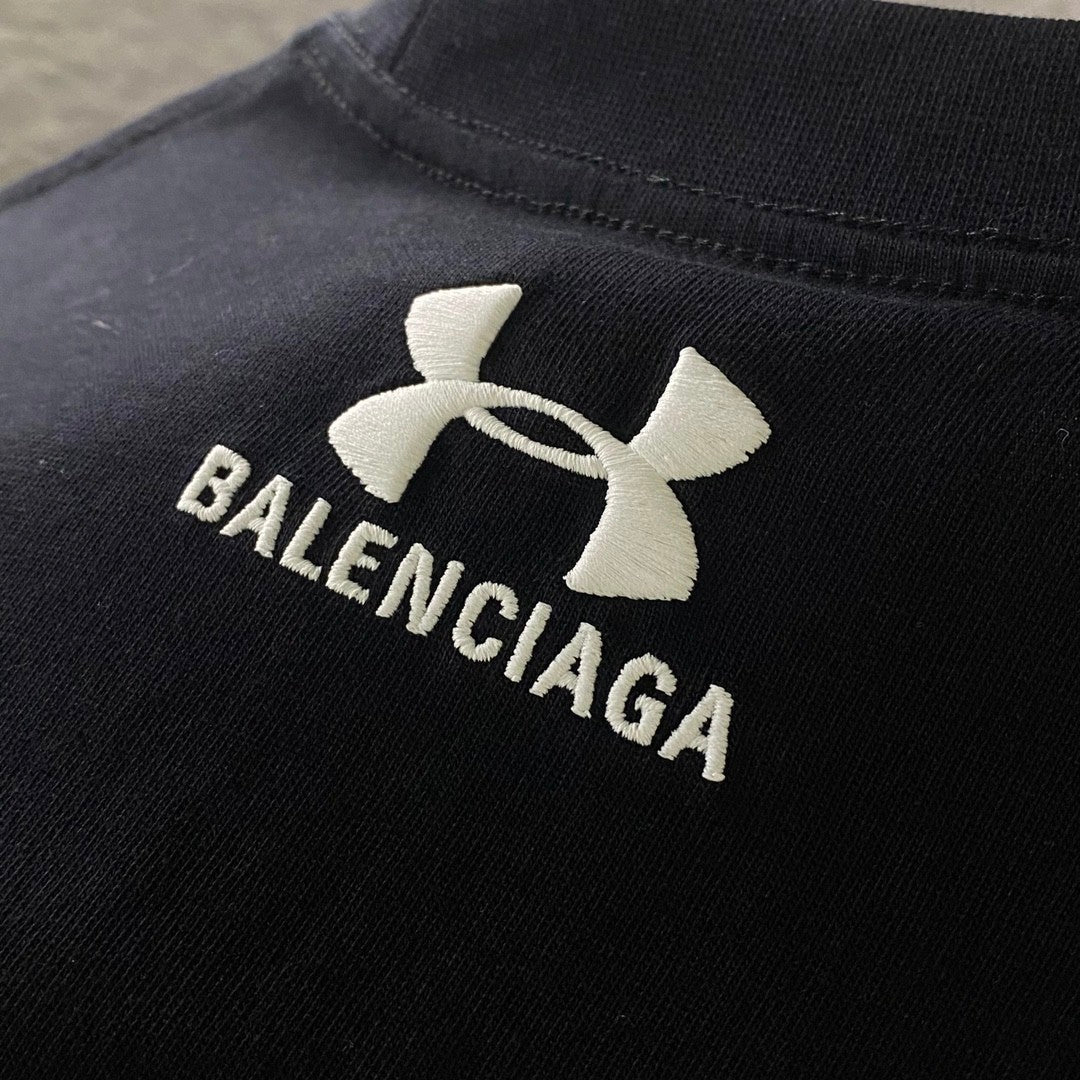 Balenciaga Men's And Women's Summer Solid Color Logo Pattern Round Neck Cotton Short Sleeve T-shirt #74684