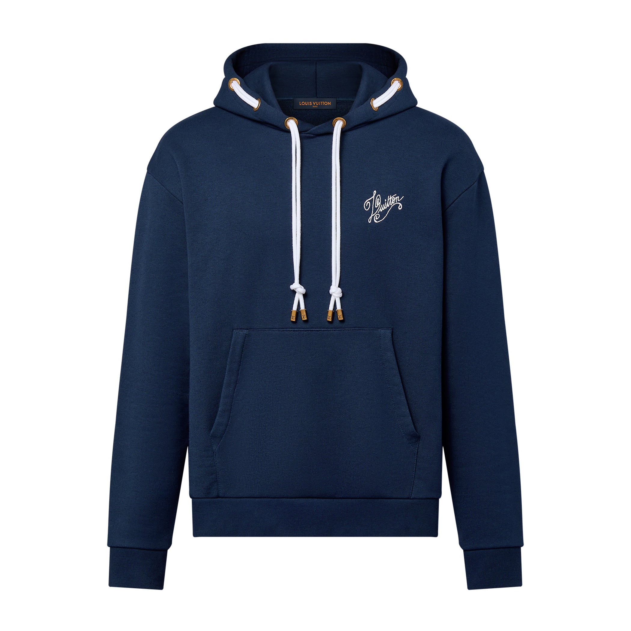 Louis Vuitton Men's Blue Rope Knot Embroidered Logo Pattern Casual Drawstring Hooded Sweatshirt #99717