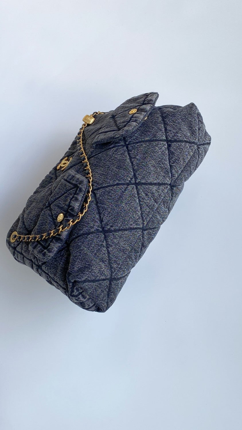 Chanel Women's Fashion Classic Solid Color Logo Denim Quilted Tote Shoulder Chain Bag Bags #79349