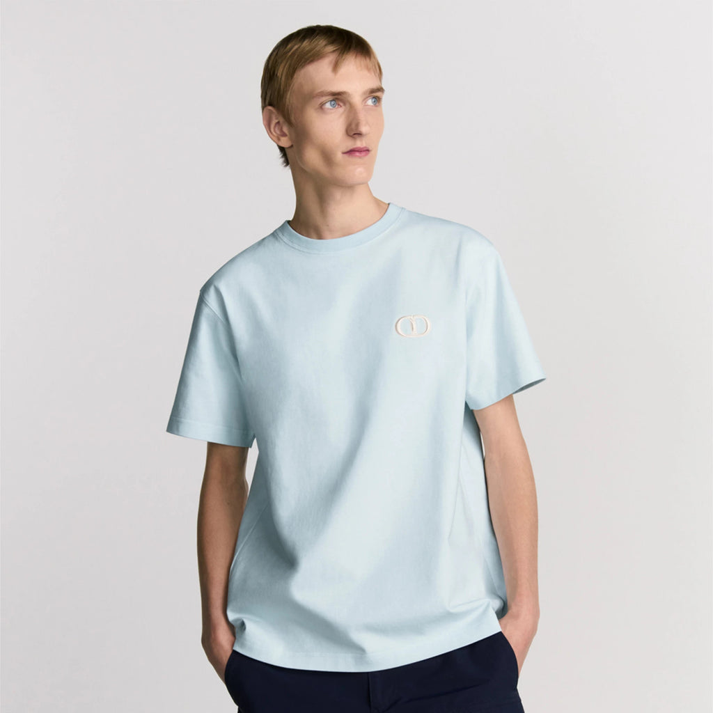 Dior Men's Summer Fashion Casual Solid Color Round Neck Cotton CD Embroidered Logo Loose Fit T-Shirt #78374