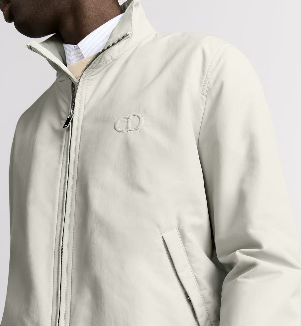 Dior Men's CD Icon Harrington Jacket Spring/Fall Solid Color Stand Collar Zipper-Front Long Sleeve Coat #81575