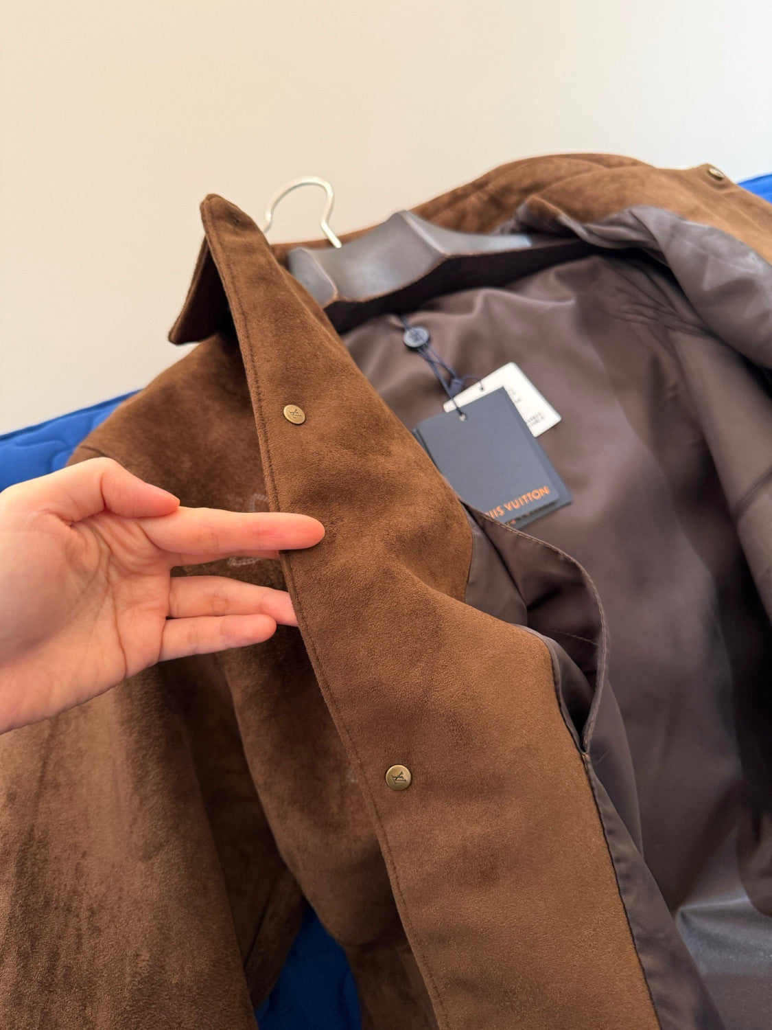 LOUIS VUITTON Monogram Embroidered Suede Overshirt #376523