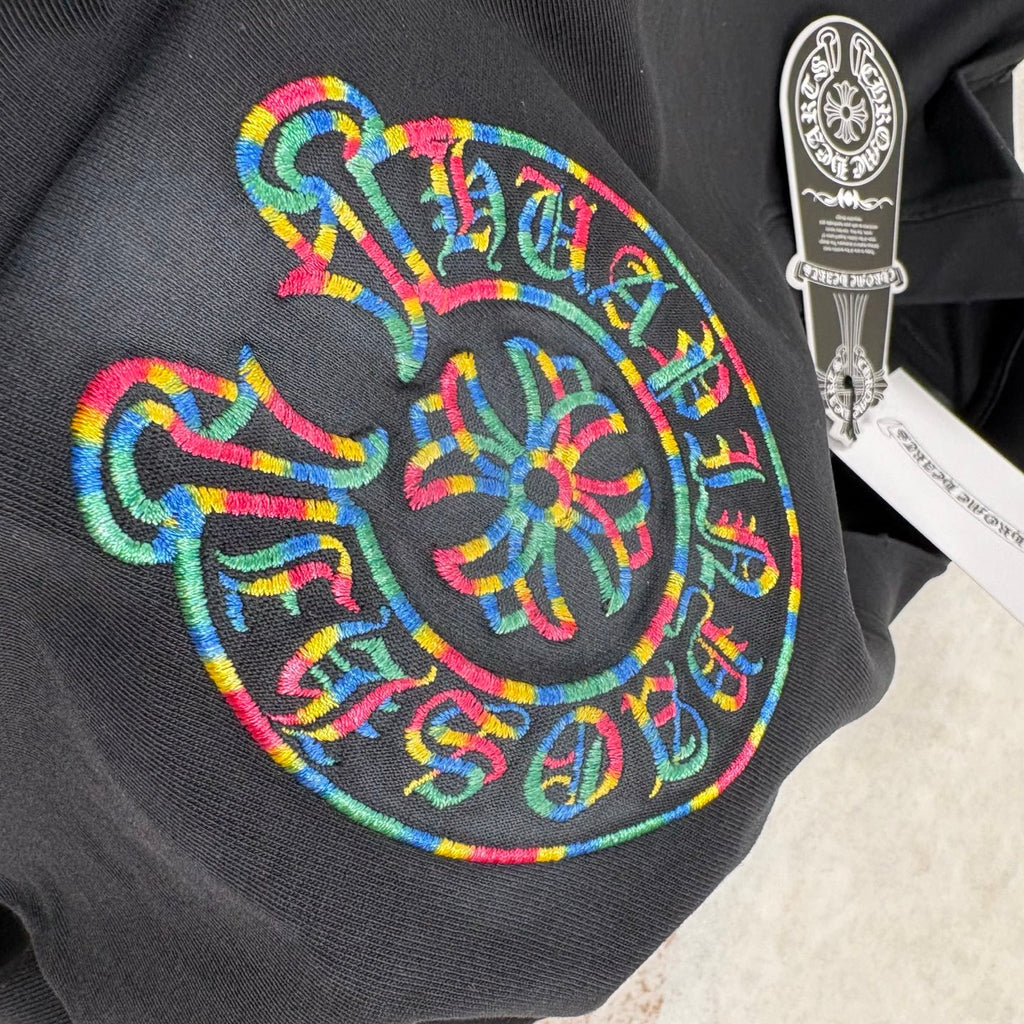 Chrome Hearts Men's And Women's Summer Colorful Embroidered Printed Round Neck Cotton Short-sleeved T-shirt #77396