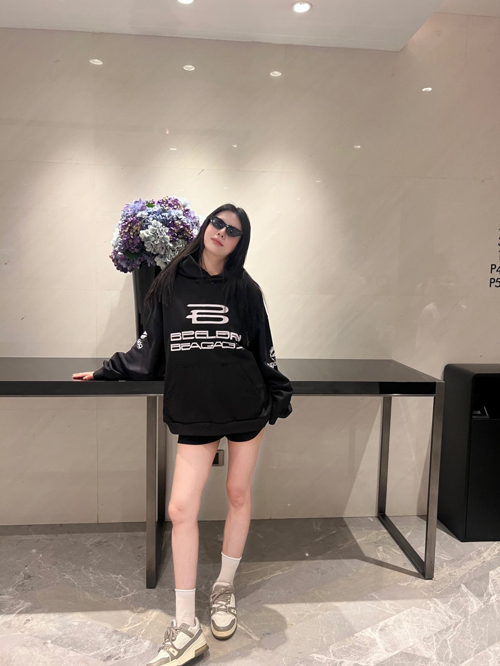 Balenciaga Women's Spring And Autumn Cotton AI Printed Solid Color Long Sleeve Loose Hoodie Sweatshirt #71525