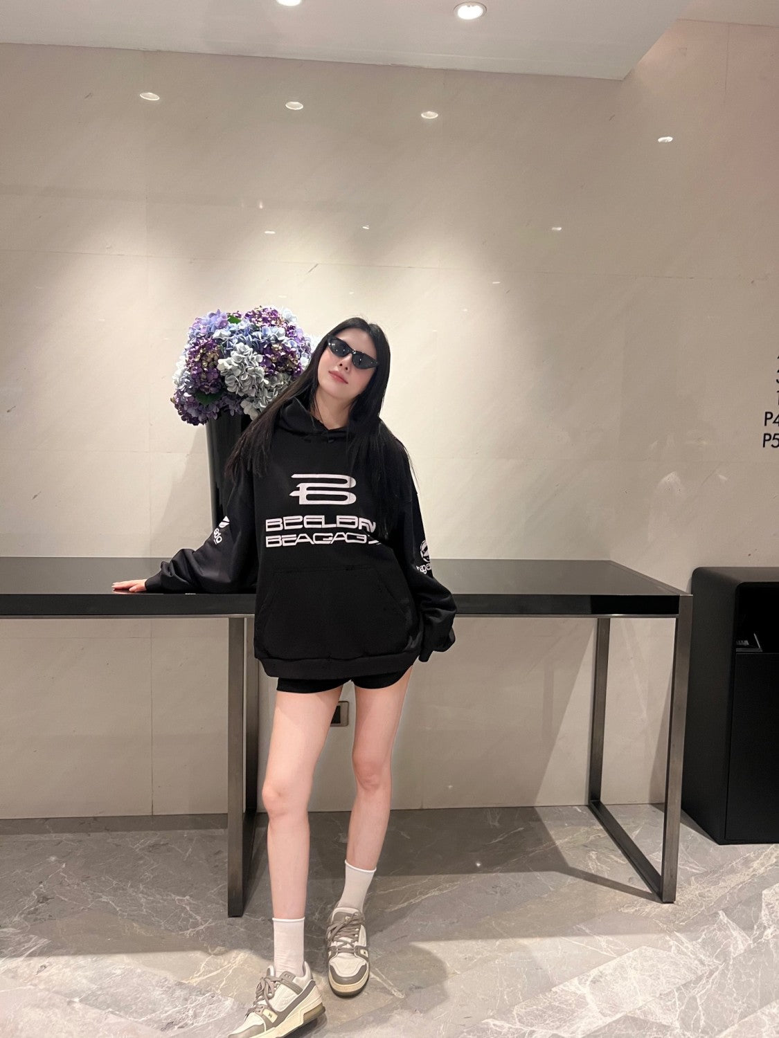 Balenciaga Women's Spring And Autumn Cotton AI Printed Solid Color Long Sleeve Loose Hoodie Sweatshirt #71525
