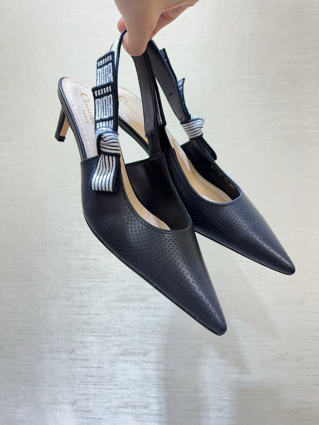 Dior Toujours Women's Summer Solid Color Pointed Toe Closed Toe Fine Heel Breathable Sheepskin Leather High Heel Shoes #77214
