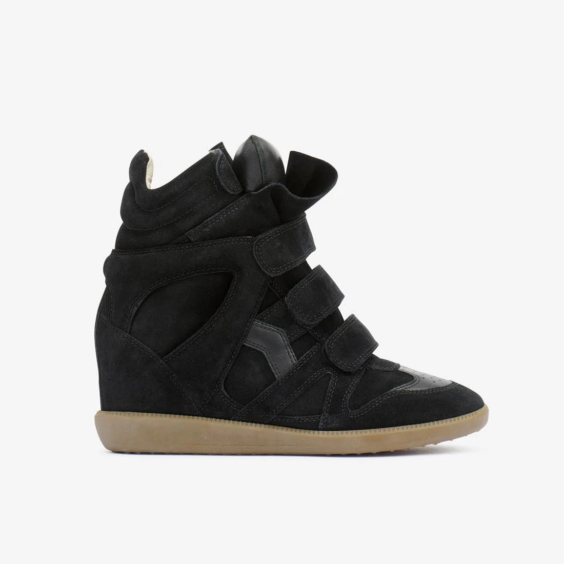 Isabel Marant Women's Autumn and Winter Solid Colour Velcro Round Toe High Top Suede Leather Casual Sneakers Shoes #76685