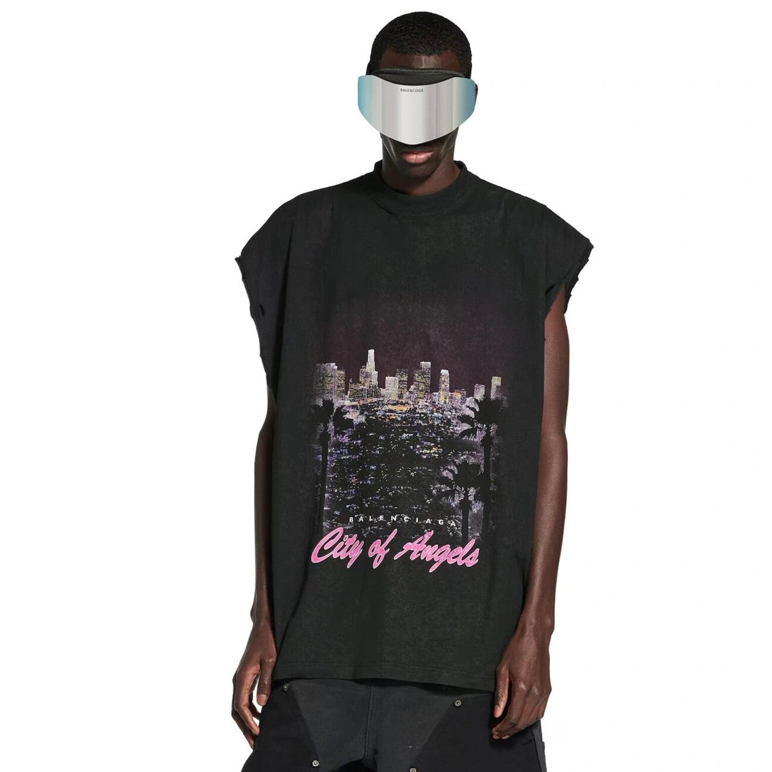 Balenciaga Men's City Printed Sleeveless T-Shirt Spring Summer Fashion Trend High Street Round Neck Straight Top Ngvp #1735