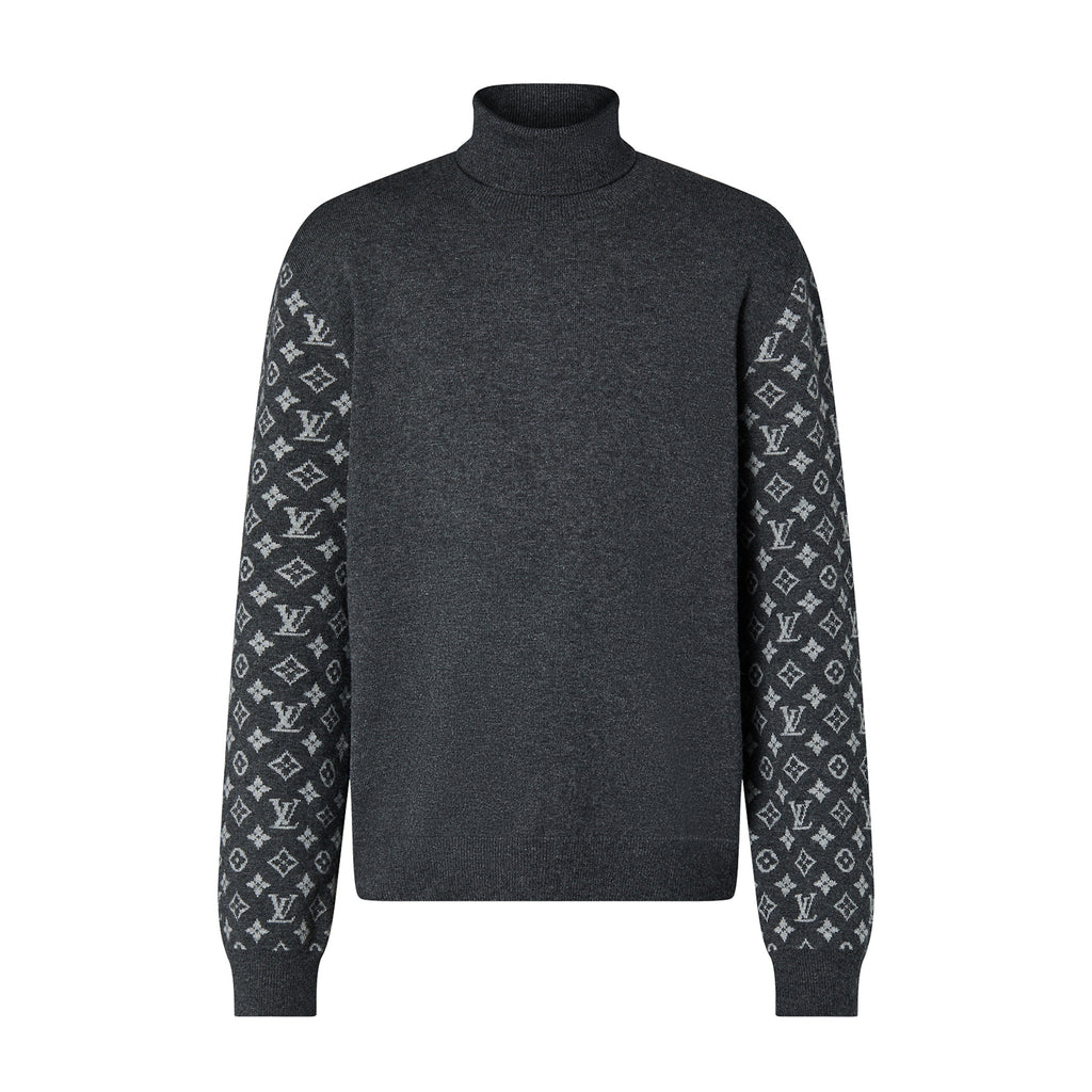 Louis Vuitton Men's Spring Dark Gray Wool Spun Cashmere Blend Turtleneck Sweater #97166