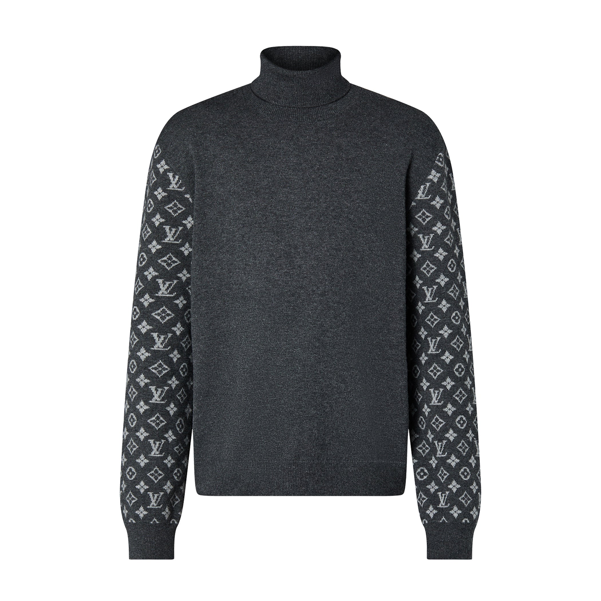 Louis Vuitton Men's Spring Dark Gray Wool Spun Cashmere Blend Turtleneck Sweater #97166