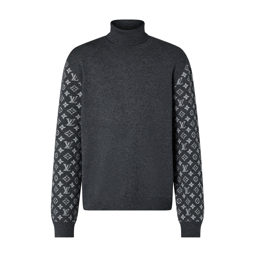 Louis Vuitton Men's Spring Dark Gray Wool Spun Cashmere Blend Turtleneck Sweater #97166