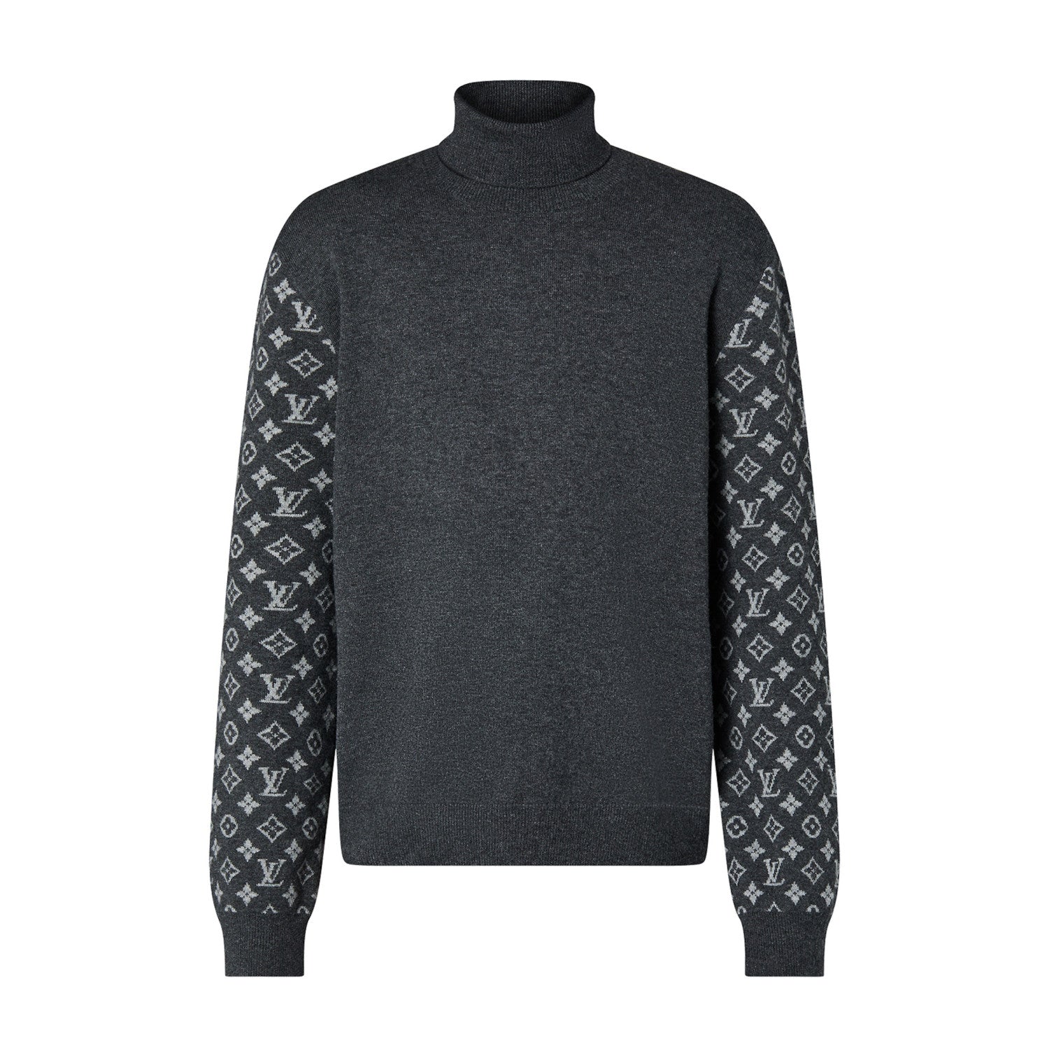 Louis Vuitton Men's Spring Dark Gray Wool Spun Cashmere Blend Turtleneck Sweater #97166