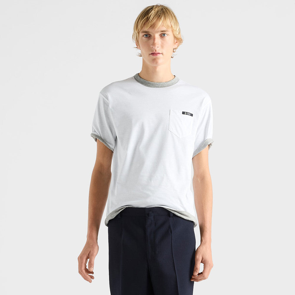 Prada White navy Blue Reversible Cotton T-shirt #336788