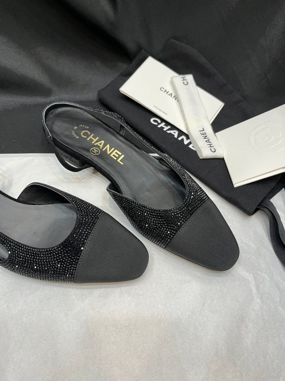 Chanel Women's Spring Summer Solid Colour Leather Round Toe Ballet Sandal Shoes #77255