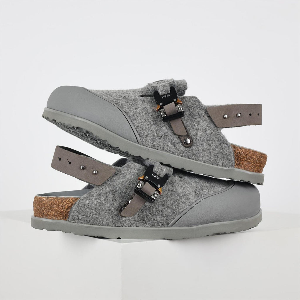 Dior X Birkenstock Tokio Men's And Women's Solid Color Wool Fiber Upper Suede Birkenstock Sandals Shoes #77458