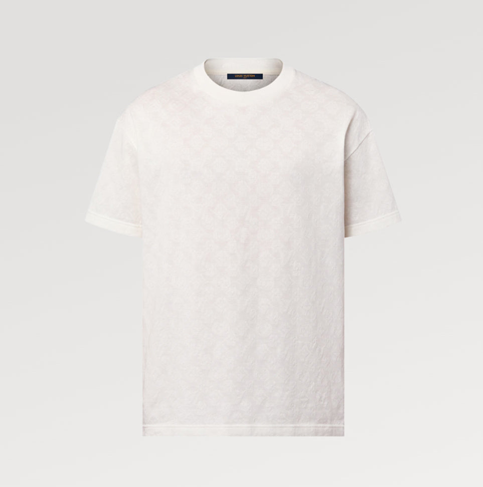 Louis Vuitton Men's Summer MONOGRAM Cut Floral Solid Color Cotton Round Neck Straight Fit Short Sleeve T-Shirt #72182