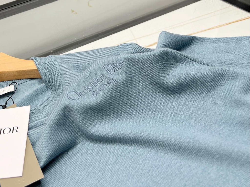Dior Men's Summer Logo Embroidery Loose Solid Color Round Neck Cotton Short Sleeve T-Shirt #74925