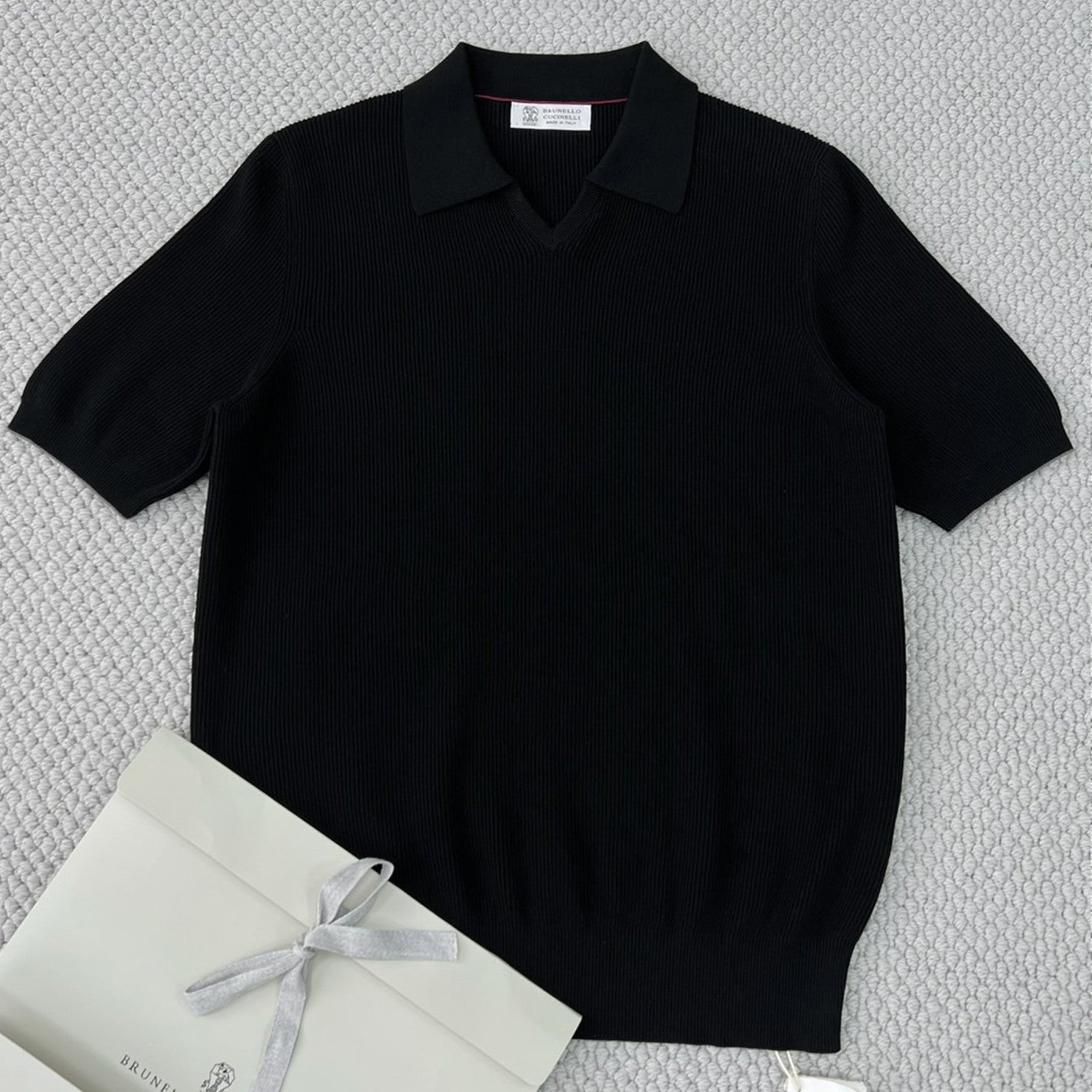 Brunello Cucinelli Men's Business Casual Spring Summer Cotton British Ribbed Knit Polo Shirt Fashion Trend Casual Comfort Lapel T-Shirt Ngvp #1347