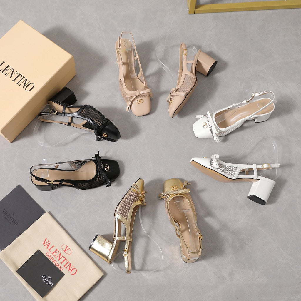 Valentino Valet Du Roi Slingback Pump In Mesh And Kidskin 60mm for Woman #379977