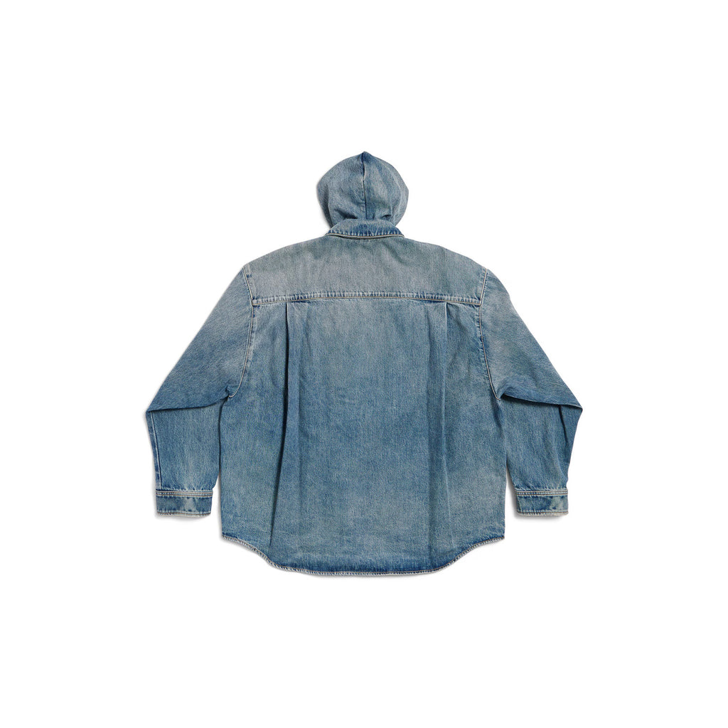 Balenciaga Men's Spring. Summer And Fall Hooded Shirt Papka Lapel Loose Solid Color Denim Jacket Ngvp #1671
