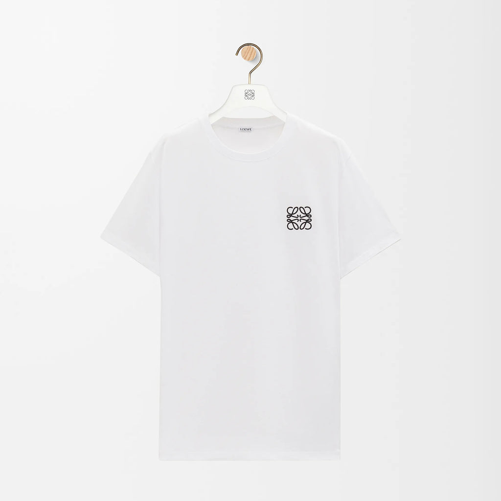 Loewe Men's Summer Embroidered Logo Pattern Round Neck Solid Color Cotton Short Sleeve T-Shirt #75589