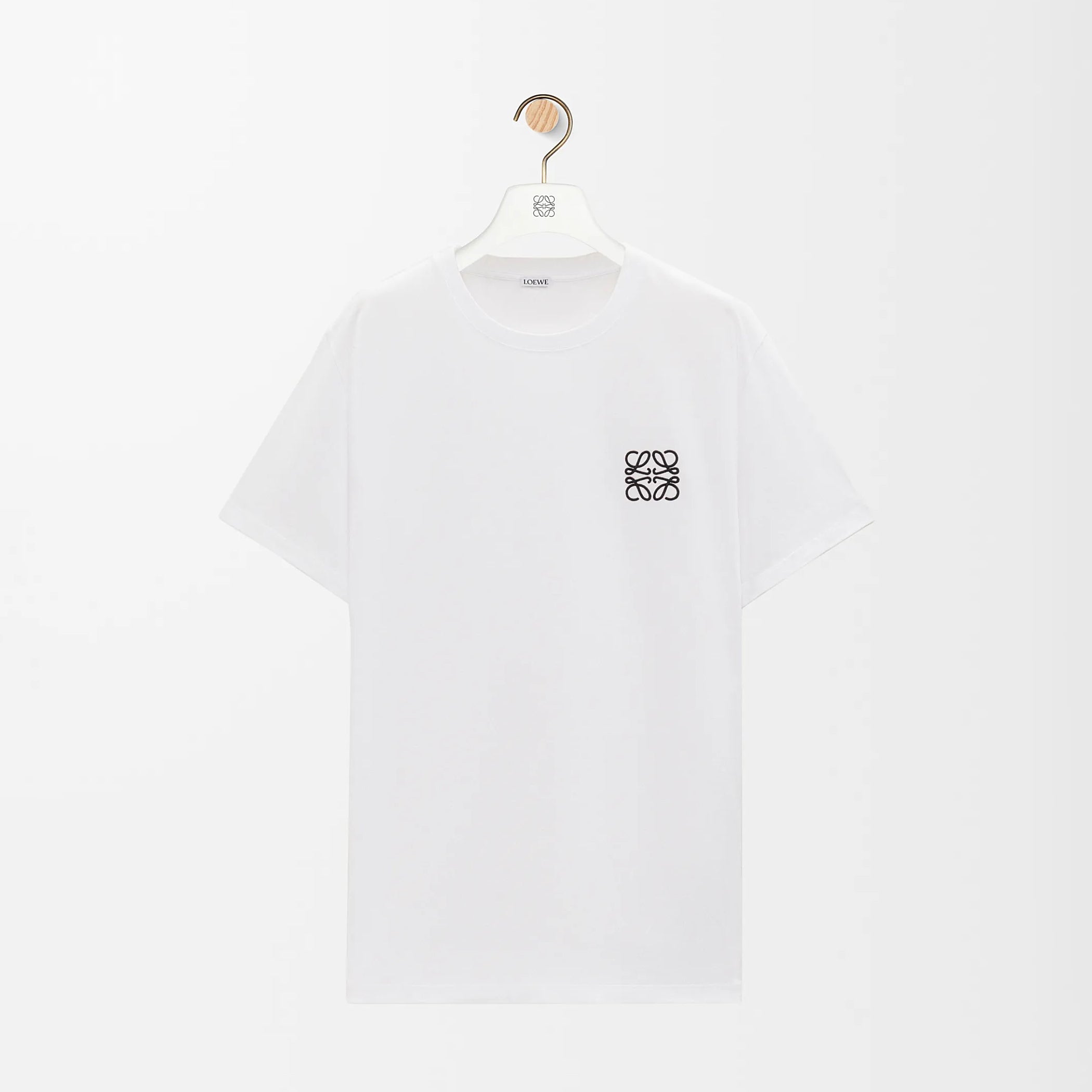 Loewe Men's Summer Embroidered Logo Pattern Round Neck Solid Color Cotton Short Sleeve T-Shirt #75589