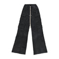 Rick Owens Men's High Street Four Seasons Batik Solid Color Stretch Lace-Up Workwear Flared Pants Casual Denim Trousers Pants Ngvp #1772