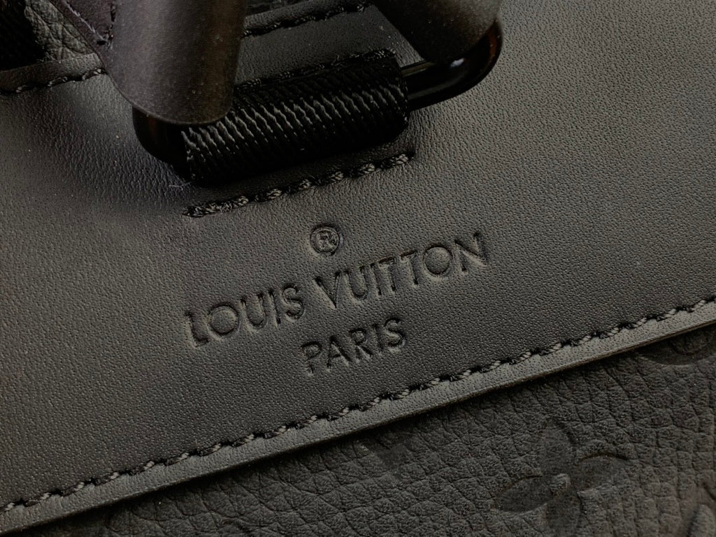 Louis Vuitton CHRISTOPHER Men's Black Dark Logo Printed Drawstring Flap Closure Cowhide Leather Backpack Shoulder Bag Bags #75563