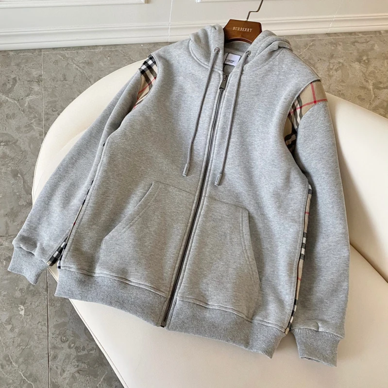 Burberry Zip Sport Hooded Sweatshirt Grey #96111