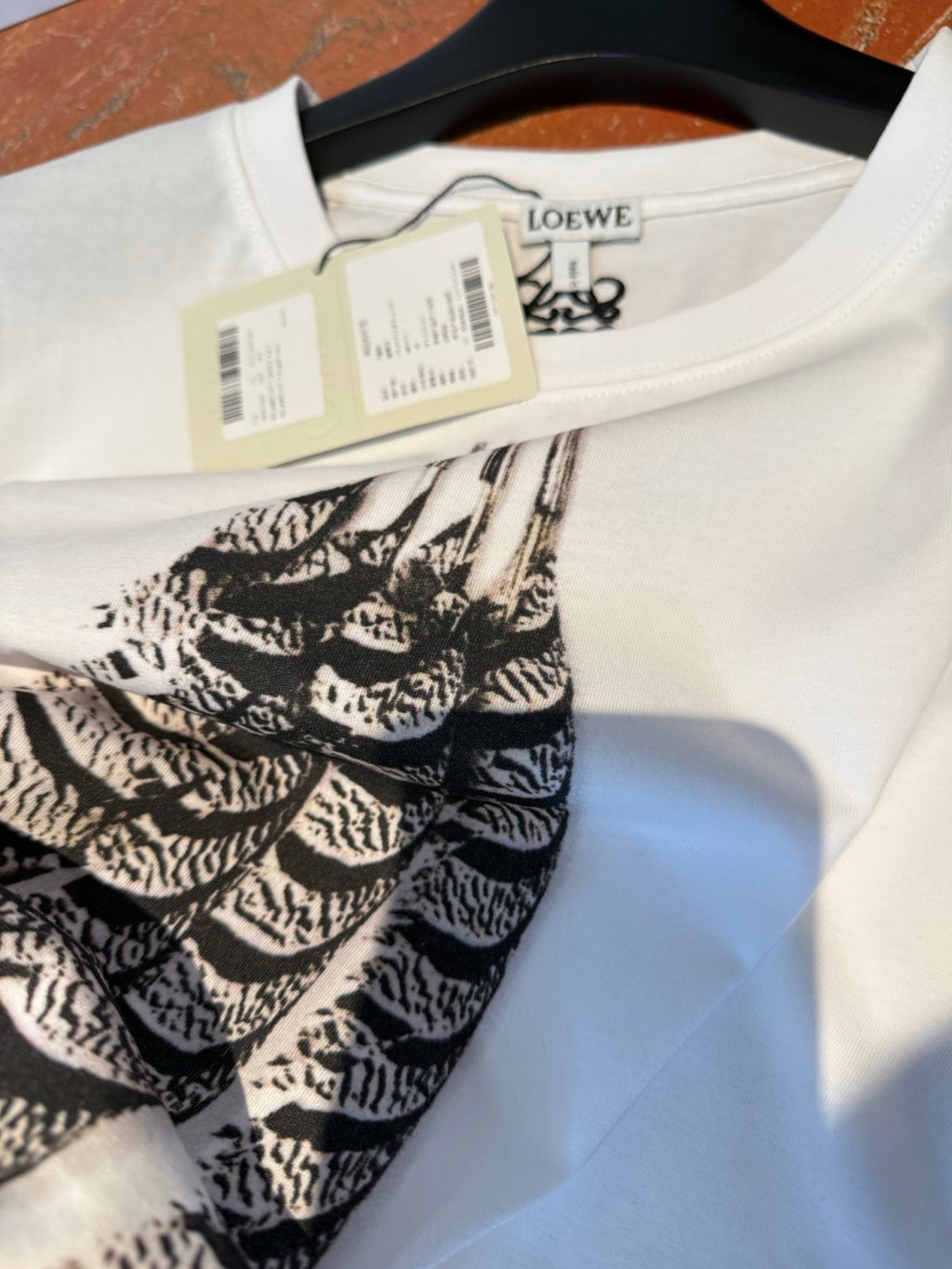 Loewe Men's Spring And Summer Feather Print Solid Color Cotton Loose Round Neck Short Sleeve T-Shirt Ngvp #1852