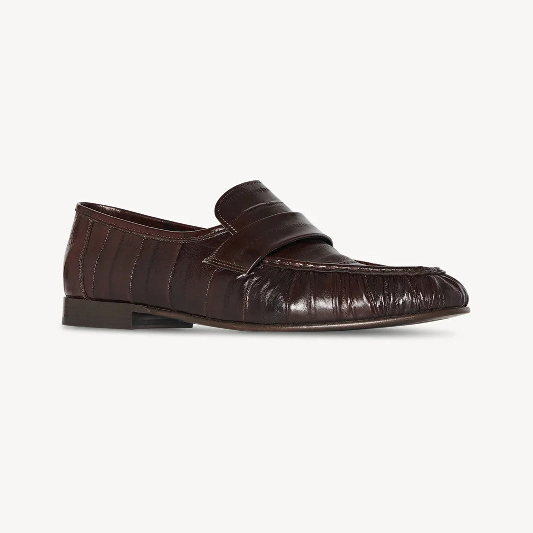 THE ROW Women's Fashion Classic Round Toe Slip On Loafers With Pleated Leather Embossing Pleated Texture Slip On Loafers Shoes #79179