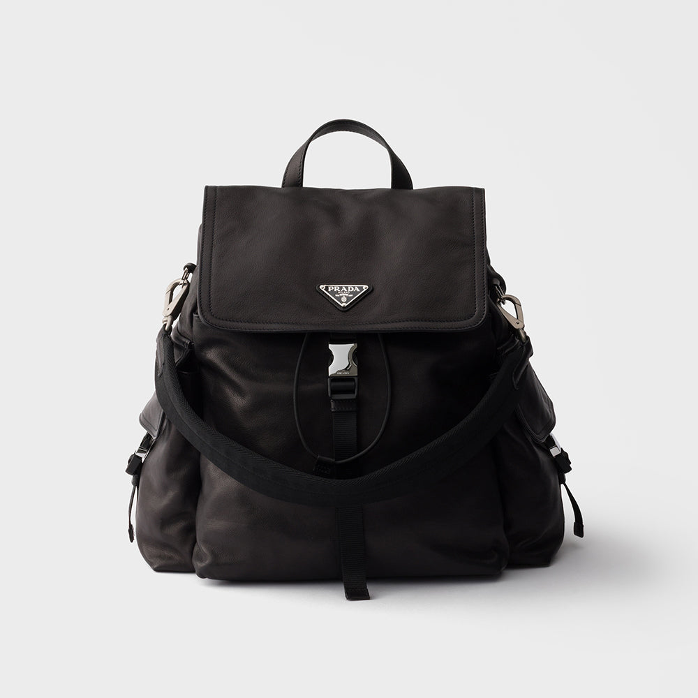 PRADA Black Prada Explore Leather Backpack #379556