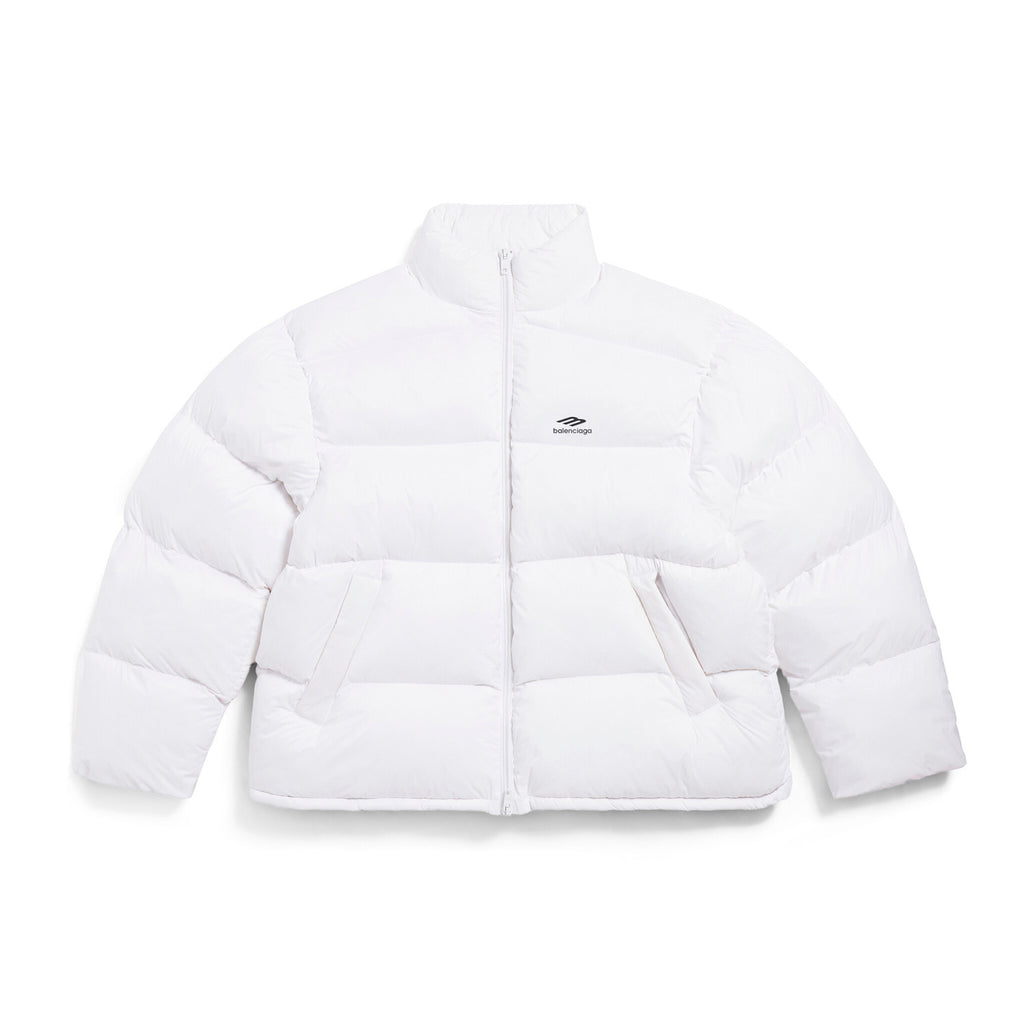 Balenciaga Men's Winter Black And White Zip 3b Sports Icon Ski Puffer Down Jacket #73743