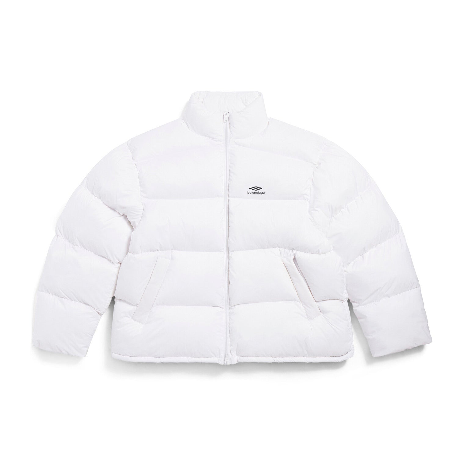 Balenciaga Men's Winter Black And White Zip 3b Sports Icon Ski Puffer Down Jacket #73743