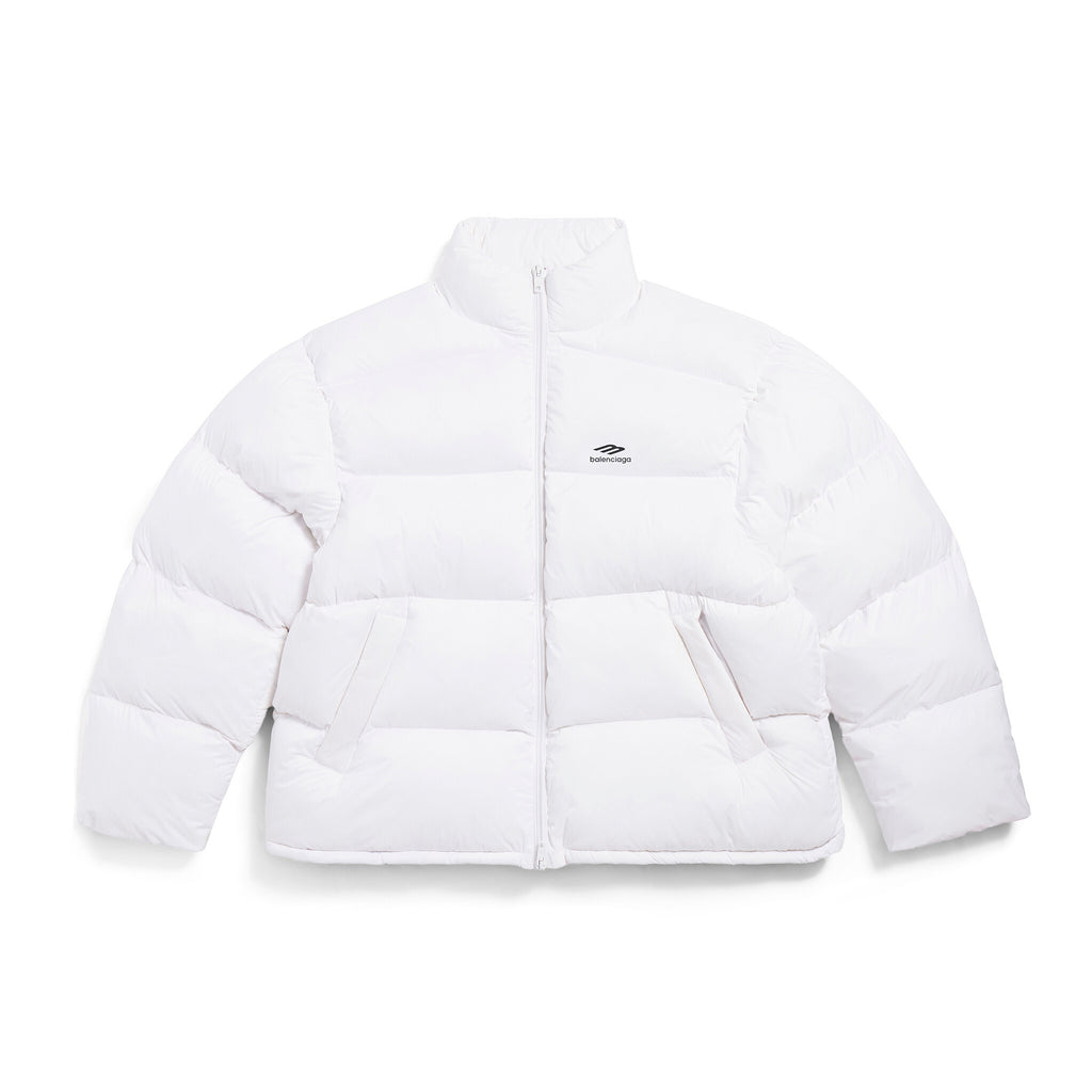 Balenciaga Men's Winter Black And White Zip 3b Sports Icon Ski Puffer Down Jacket #73743